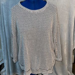 Umgee Waffle Knit Folded Cuff Loose Fit Blouse - New